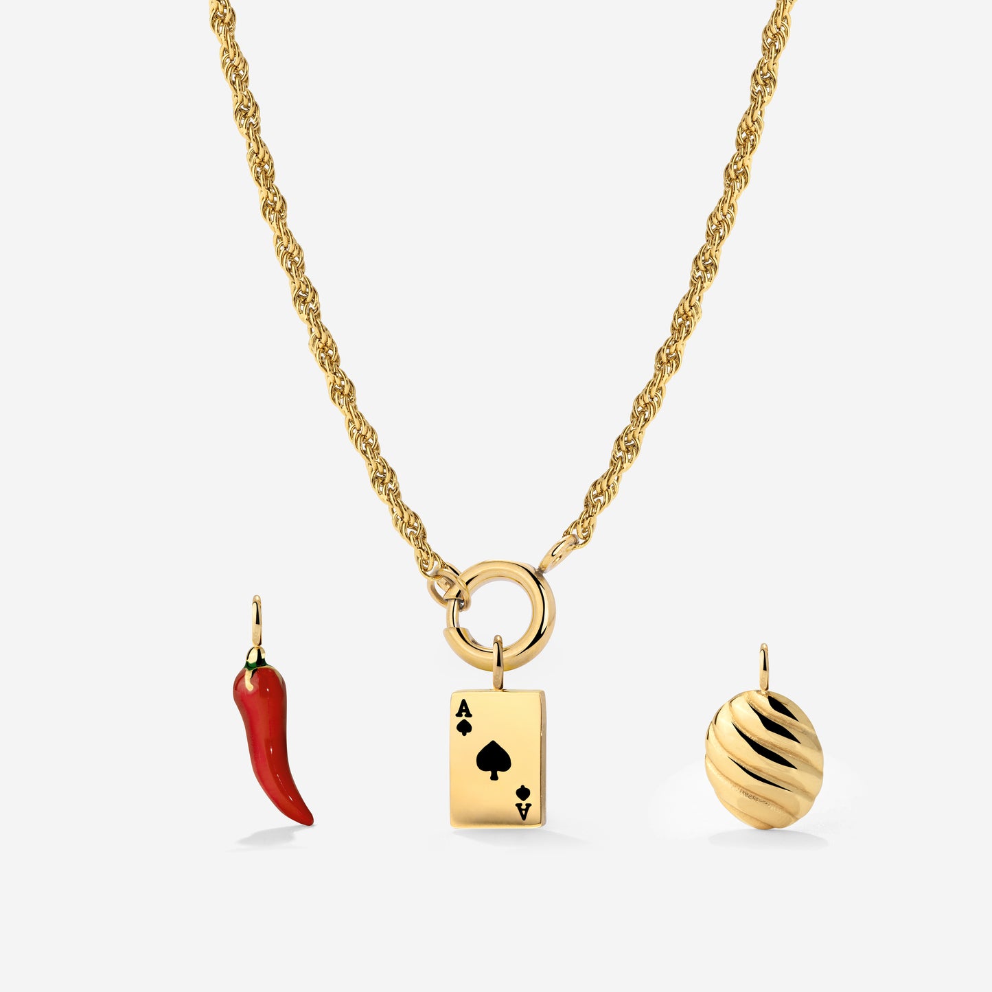 Rope Chain Charm Necklace Set