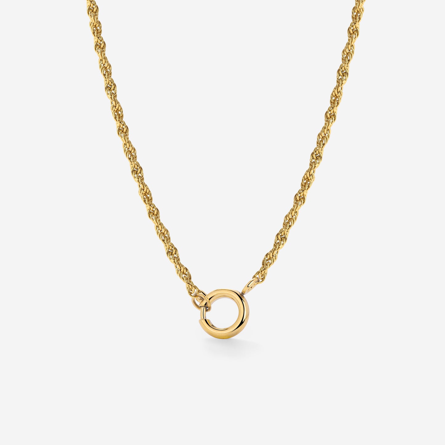 Rope Chain Charm Necklace Gold