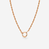 Rope Chain Charm Necklace Rose Gold