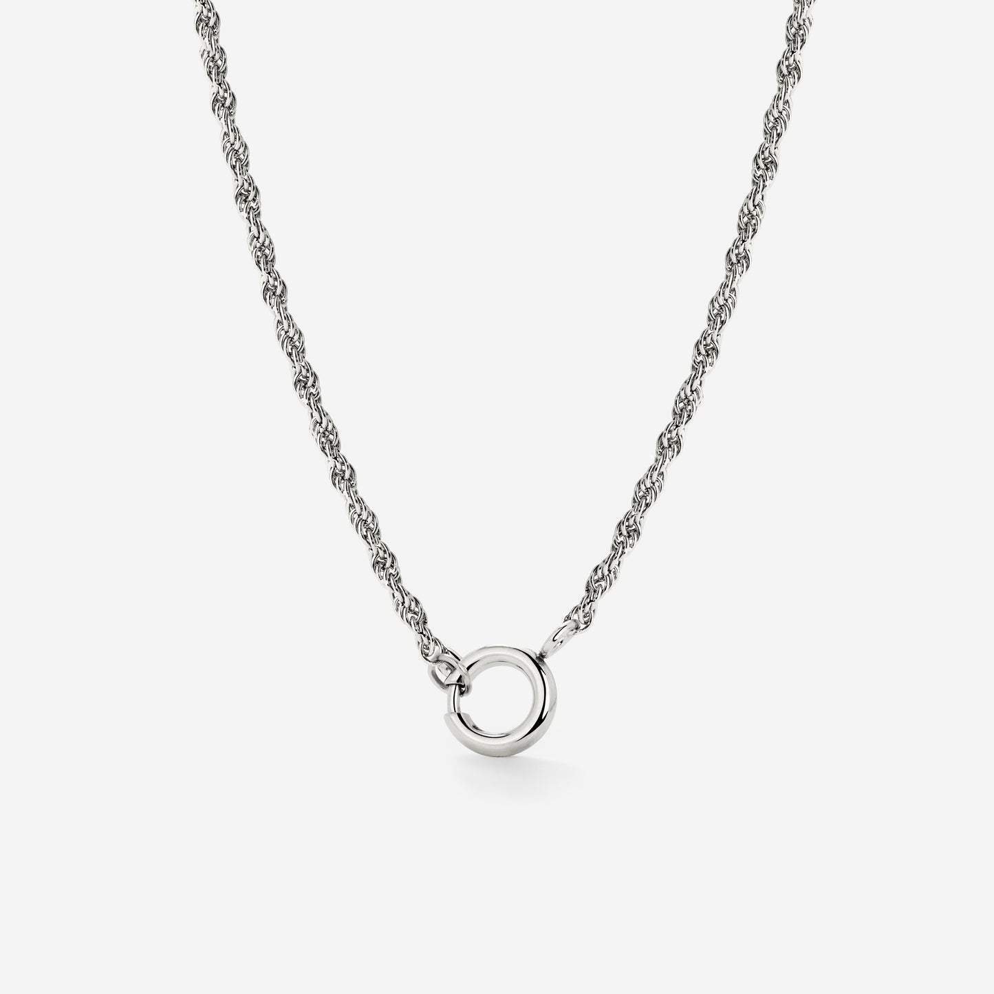 Rope Chain Charm Necklace Silber
