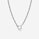 Rope Chain Charm Necklace Silver