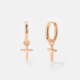 Saints Cross Hoop Set Small Rose Gold