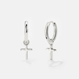 Saints Cross Hoop Set Small Silver