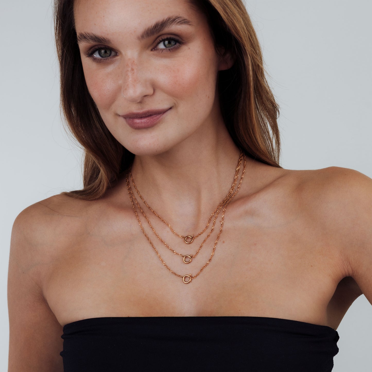 Singapore Chain Charm Necklace Roségold