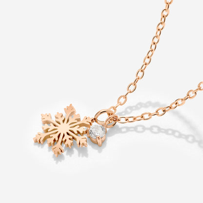 Sparkling Snowflake Necklace Roségold