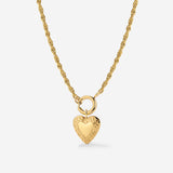 Vintage Heart Rope Chain Necklace Set Gold