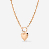 Vintage Heart Rope Chain Necklace Set Rose Gold
