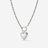 Vintage Heart Rope Chain Necklace Set Silver