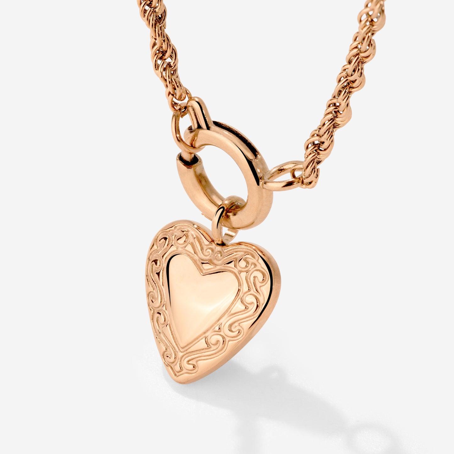 Vintage Heart Rope Chain Necklace Set Roségold