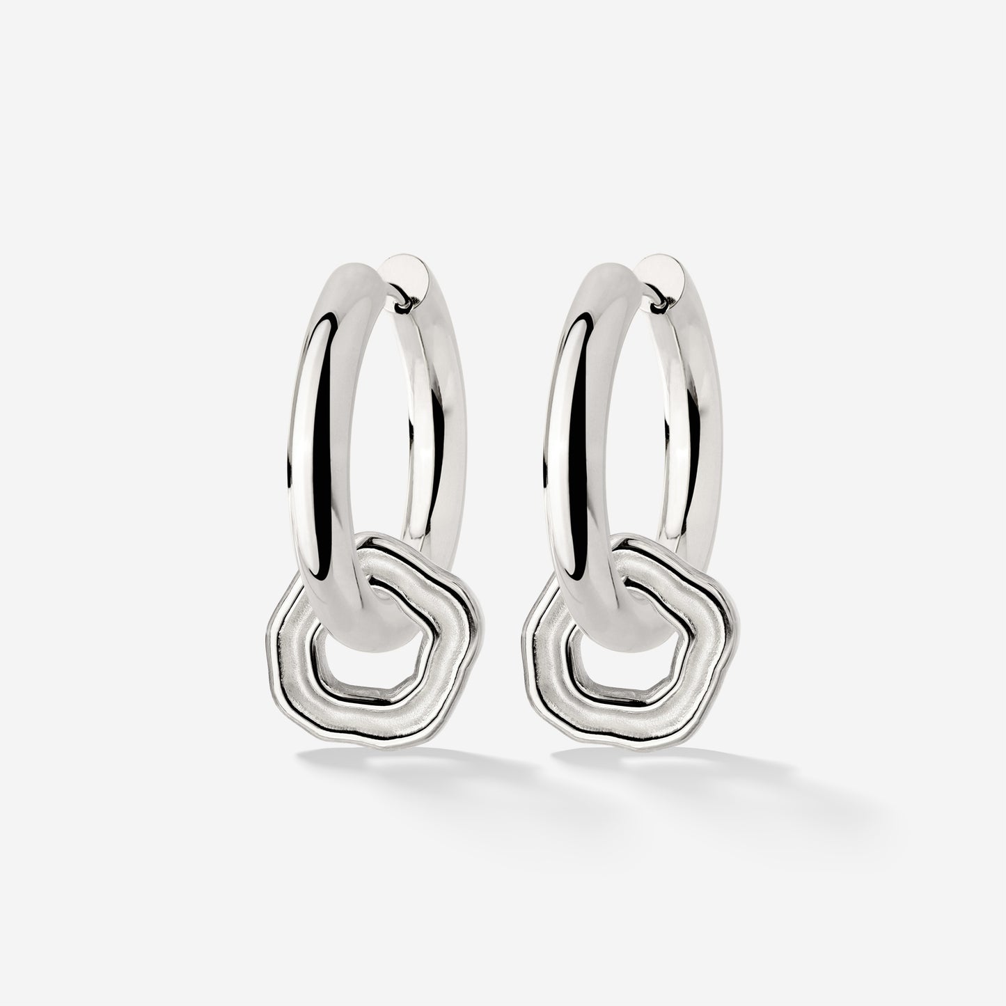 Chunky Coastal Charm Hoop Set Medium Silver