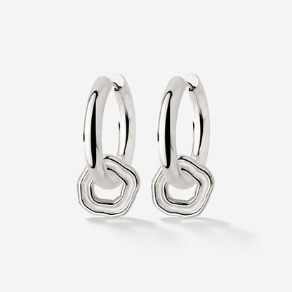 Chunky Coastal Charm Hoop Set Medium Silver