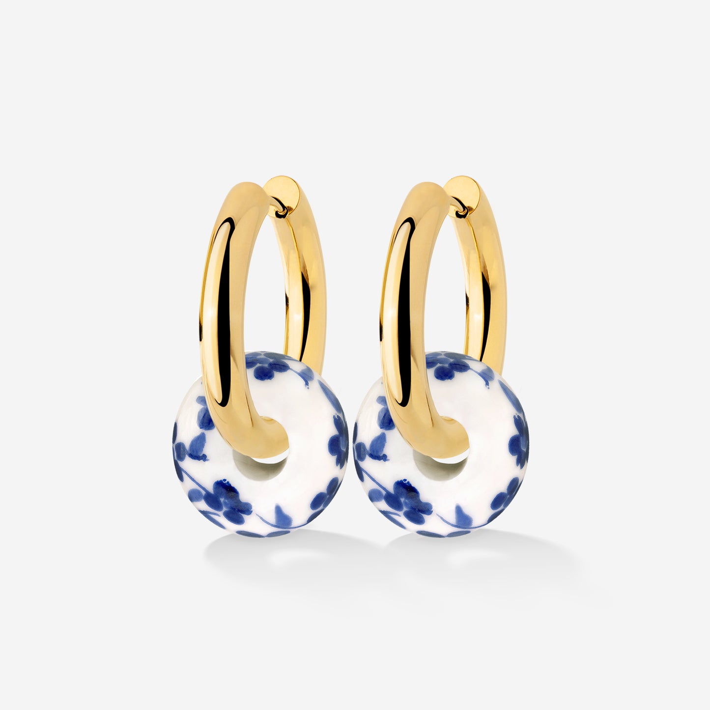 Chunky Flower Tile Hoop Set Medium Gold