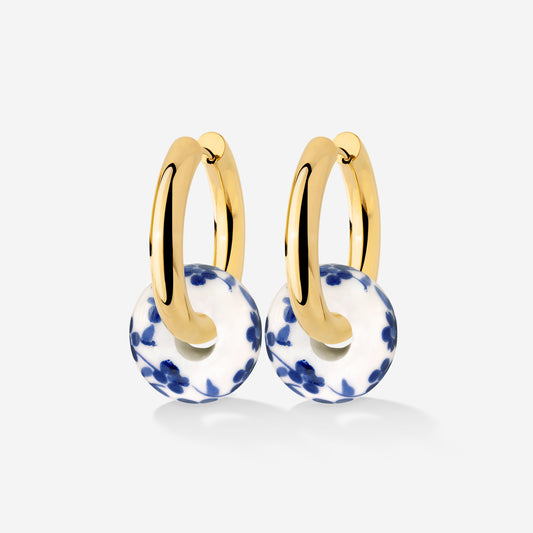 Chunky Flower Tile Hoop Set Medium Gold