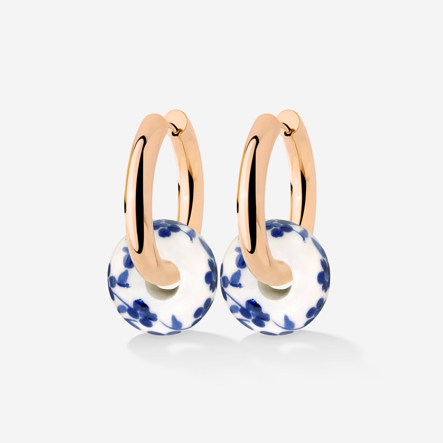 Chunky Flower Tile Hoop Set Medium Rose Gold