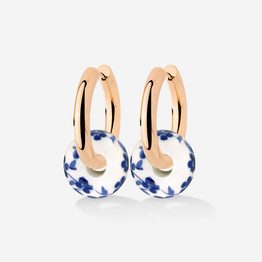 Chunky Flower Tile Hoop Set Medium Rose Gold