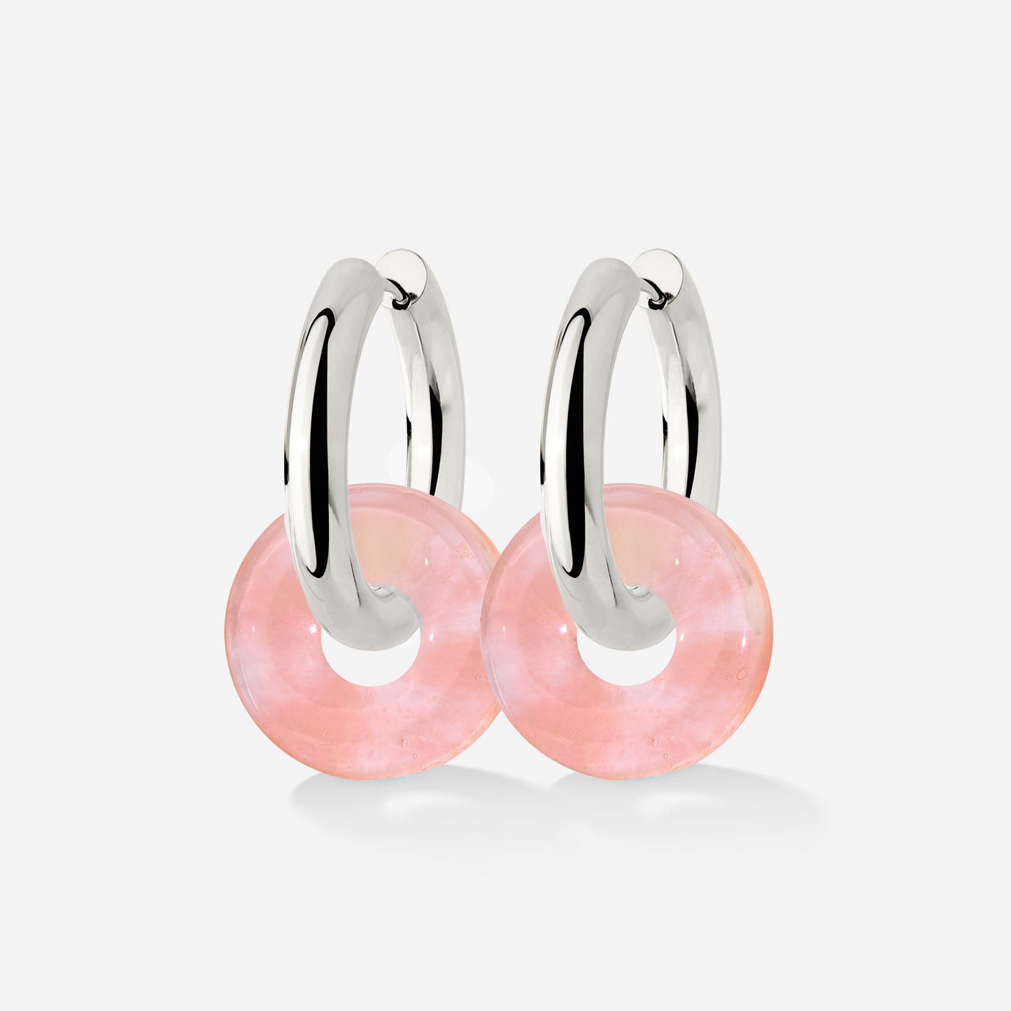 Chunky Peachy Donut Hoop Set Medium Silver