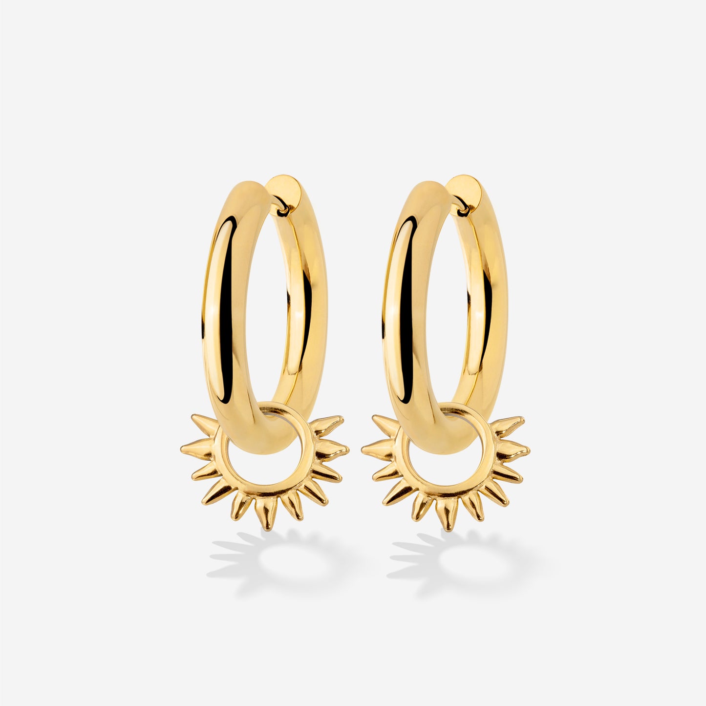 Chunky Sun Lover Hoop Set Medium Gold