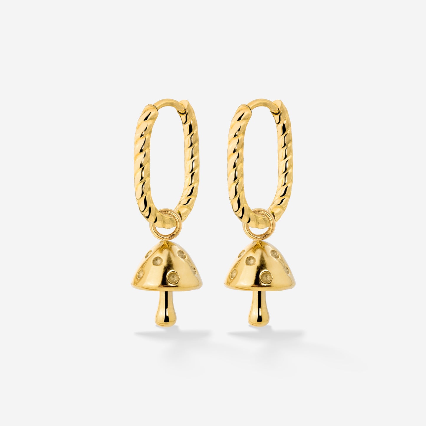 Cute Mushroom Twisted Oval Hoop Set Baby Gold