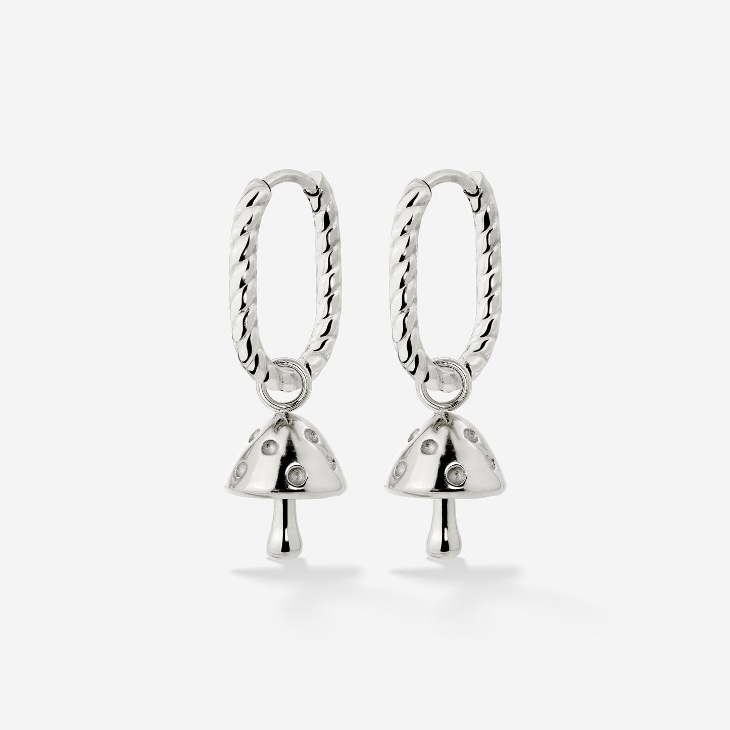 Cute Mushroom Twisted Oval Hoop Set Baby Silver