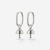 Cute Mushroom Twisted Oval Hoop Set Baby Silver