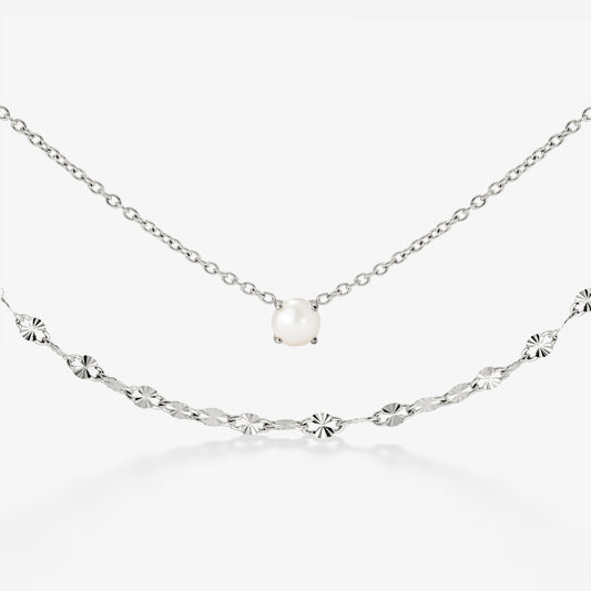 Delicate Pearl Bundle Silber