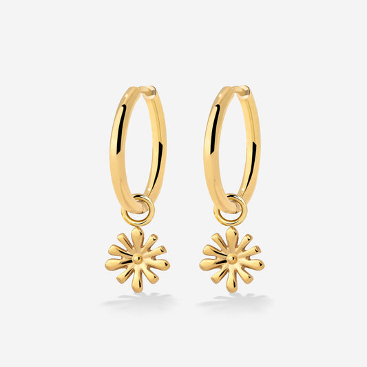 Flowery Hoop Set Medium Gold