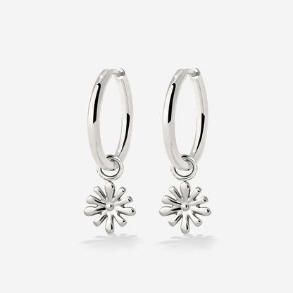 Flowery Hoop Set Medium Silver