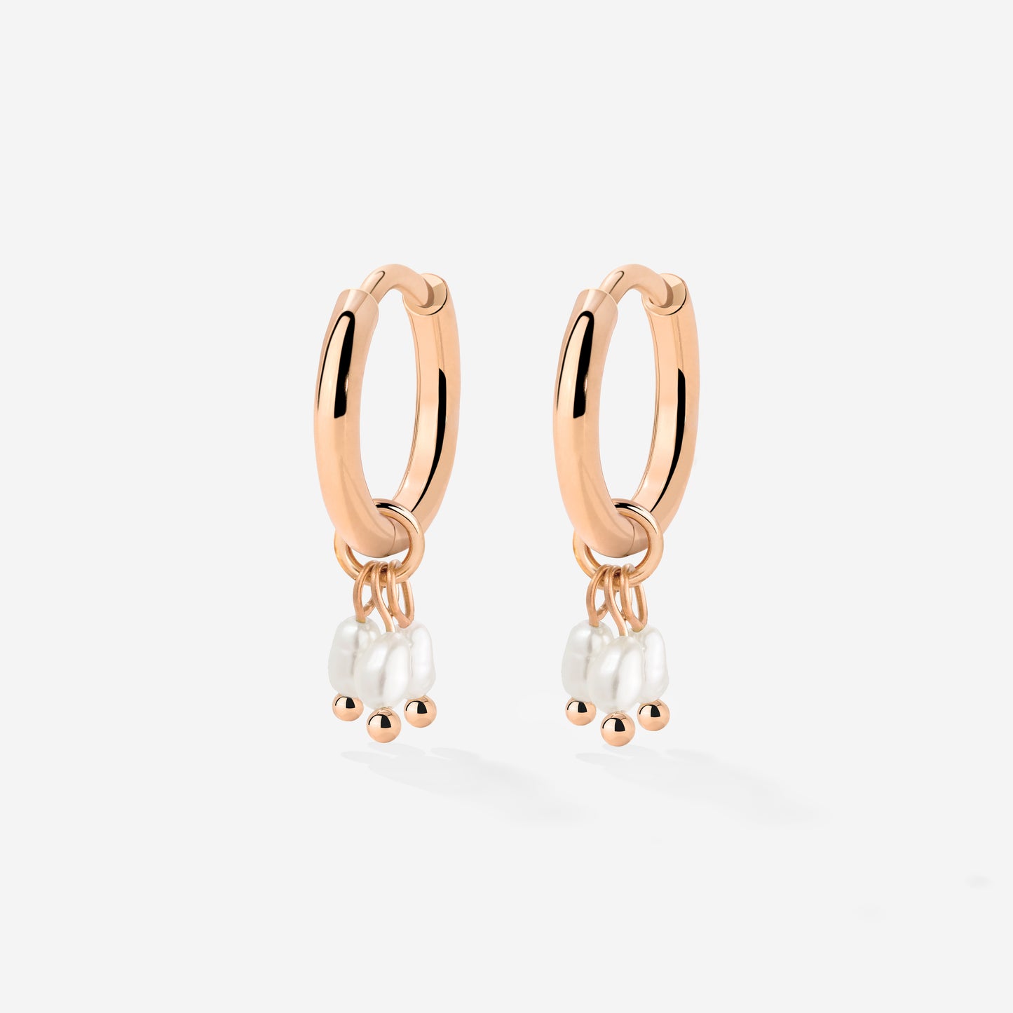 Tres Perlas Hoop Set Rose Gold