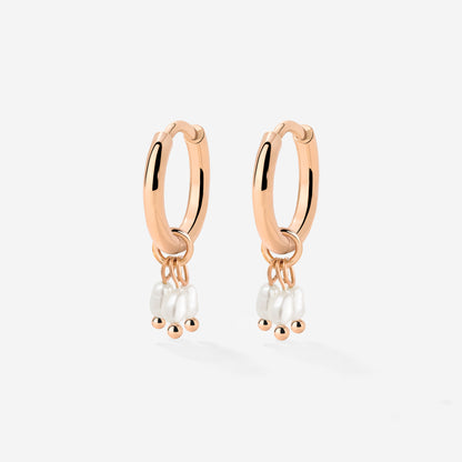 Tres Perlas Hoop Set Rose Gold