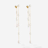 Jules Unique Pearl Fall Studs Gold