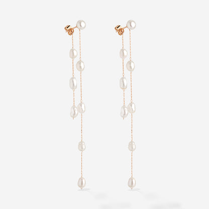 Jules Unique Pearl Fall Studs Rose Gold