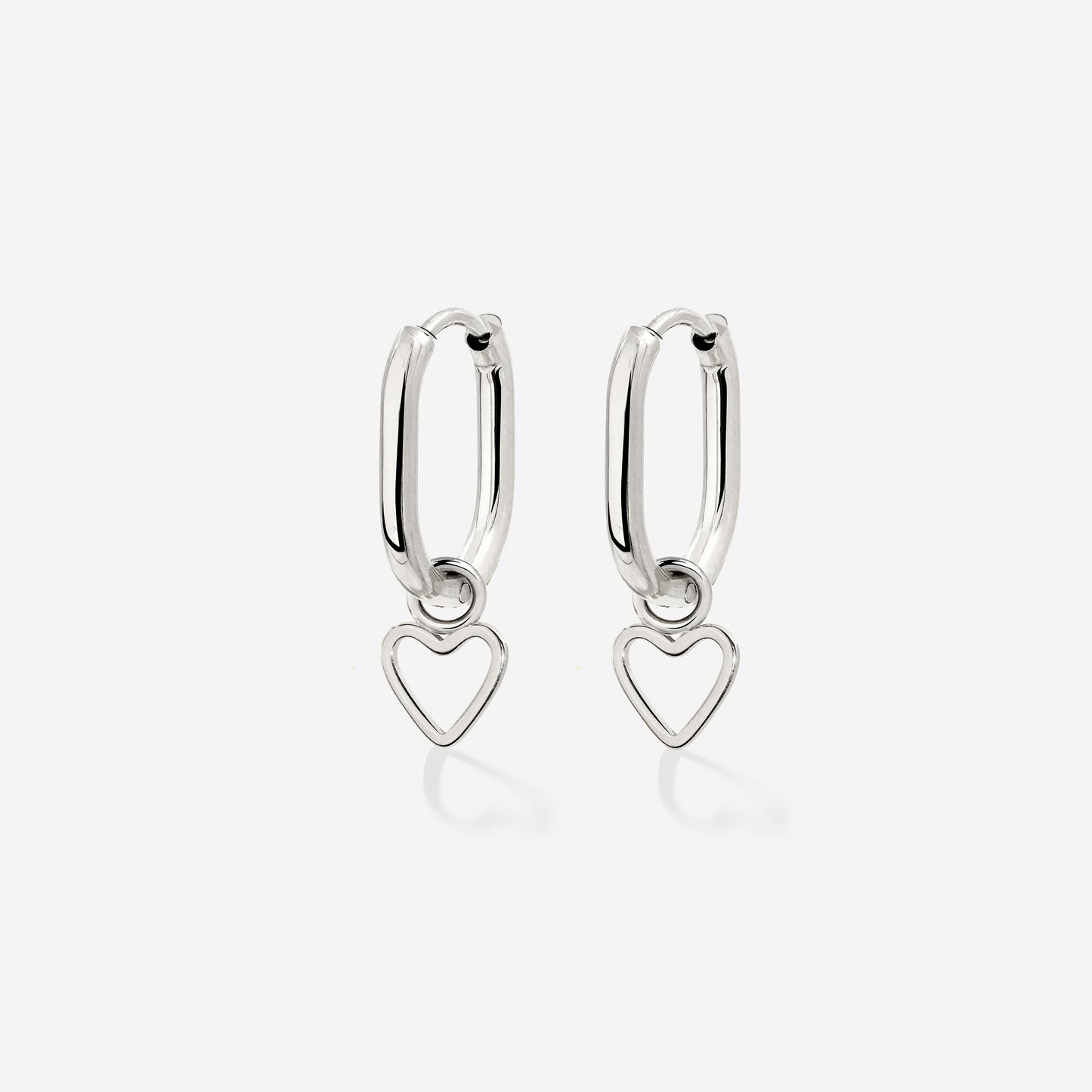 Light Heart Oval Hoopies Silver