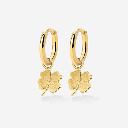 Lucky Clover Hoop Set Small Gold
