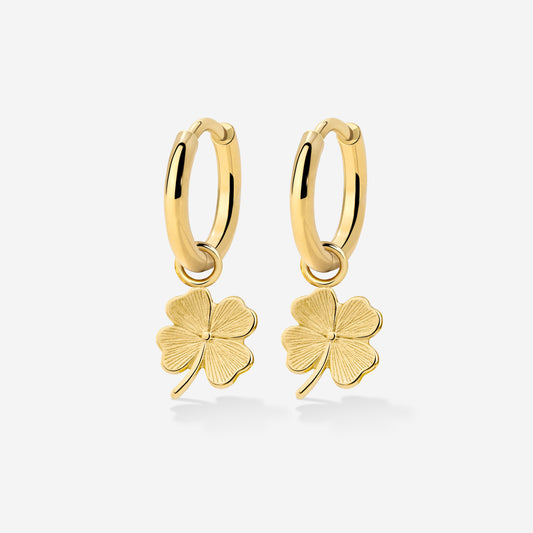 Lucky Clover Hoop Set Small Gold