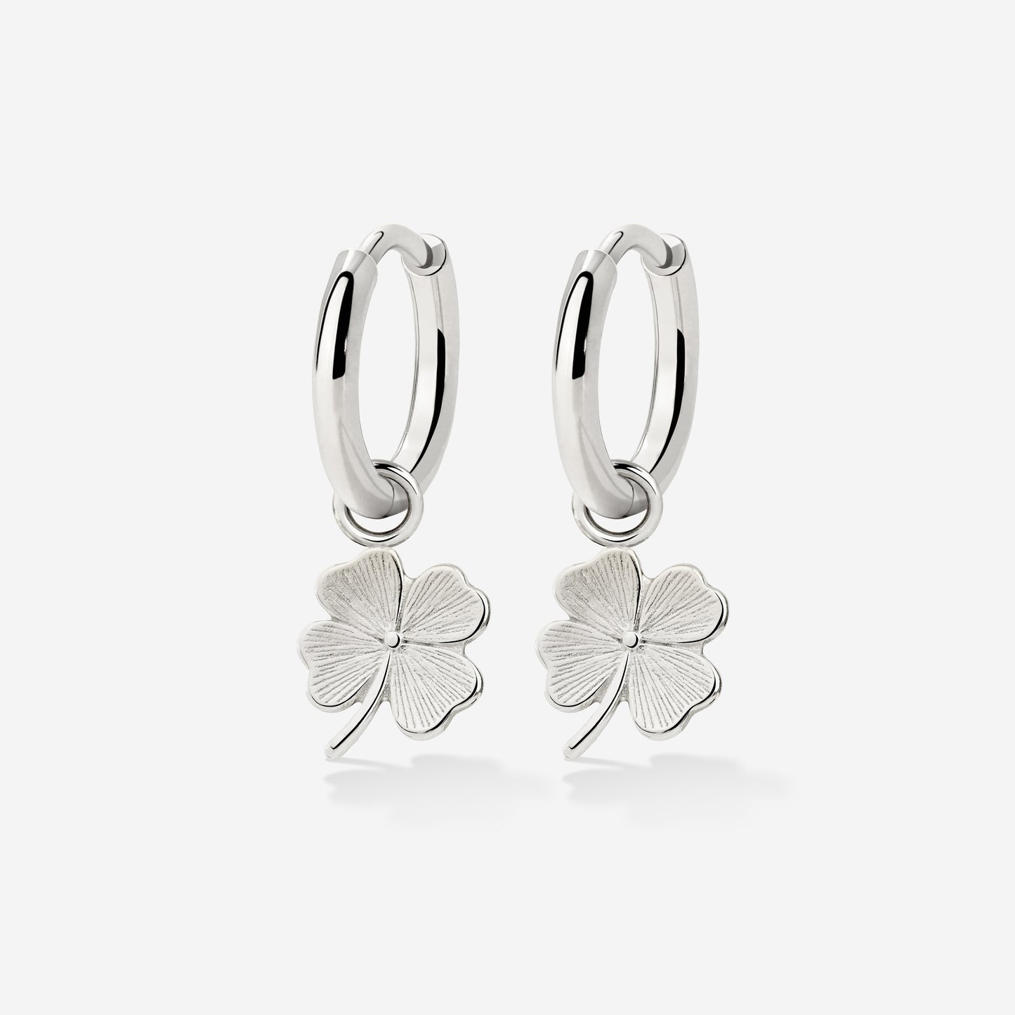 Lucky Clover Hoop Set Small Silver