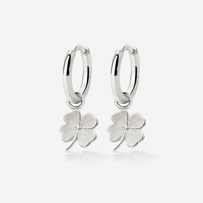 Lucky Clover Hoop Set Small Silver