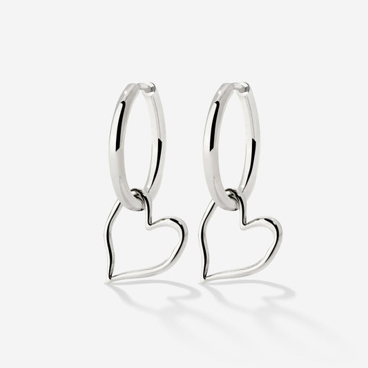 Melting Heart Hoop Set Medium Silver