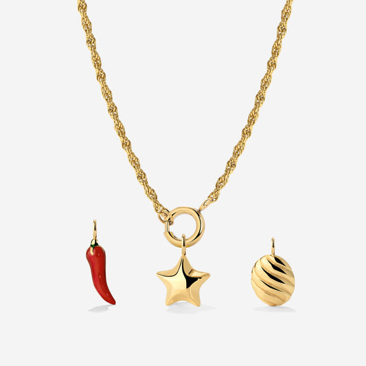 Rope Chain Charm Necklace Set