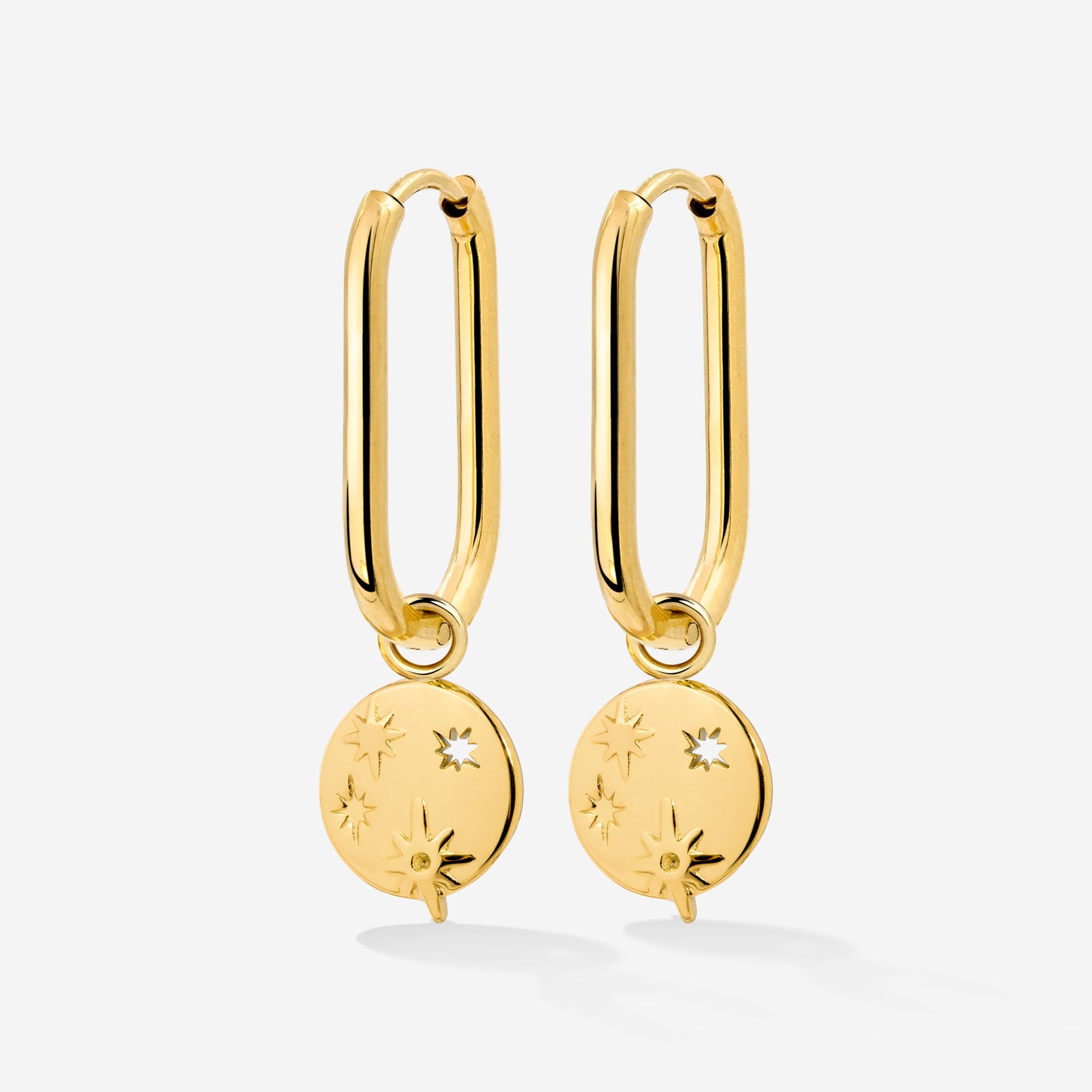 Shiny Stars Oval Hoop Set Small Gold