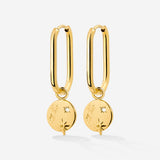 Shiny Stars Oval Hoop Set Small Gold