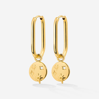 Shiny Stars Oval Hoop Set Small Gold