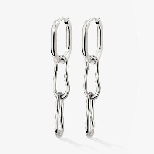 Blending Duo Oval Hoop Set Baby Silver