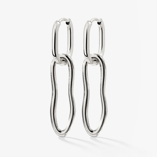 Blending Shapes Oval Hoop Set Baby Silver