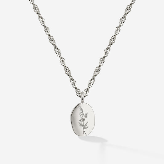 Bouquet Coin Necklace Silver