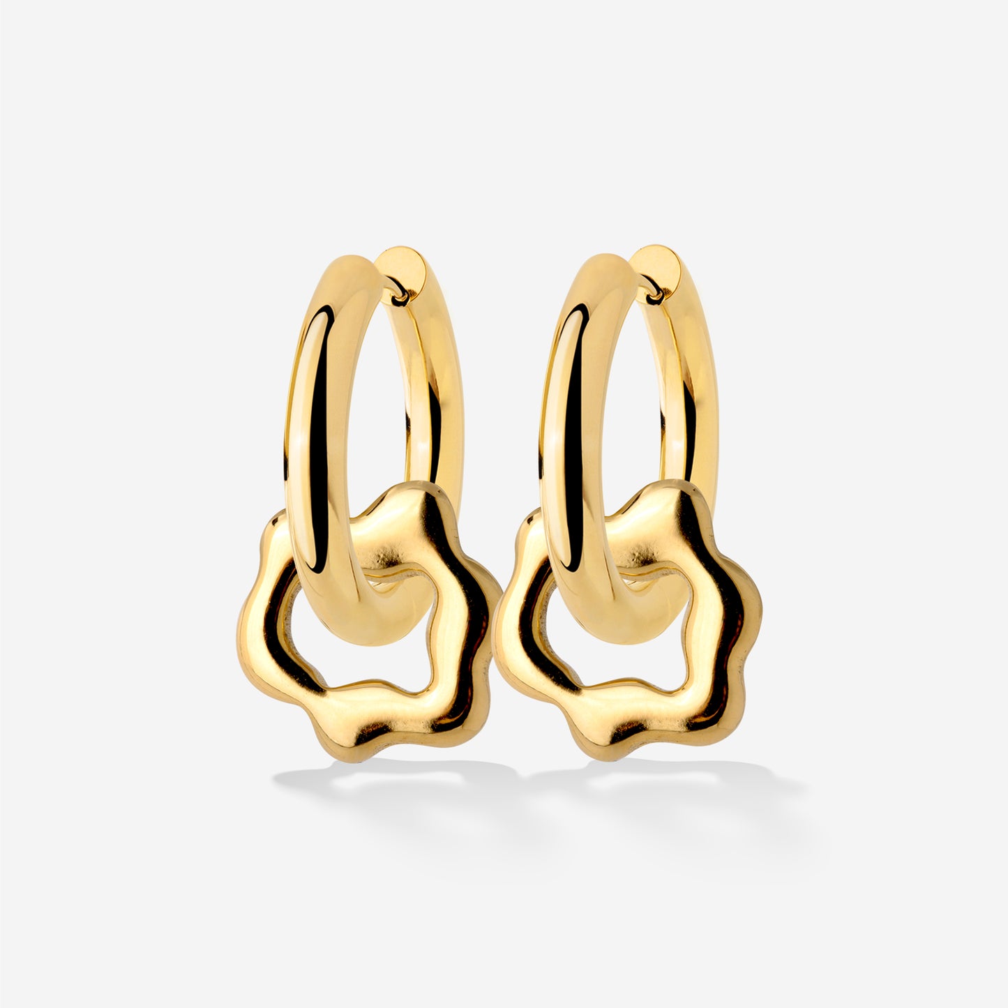 Chunky Melting Donut Hoop Set Medium Gold