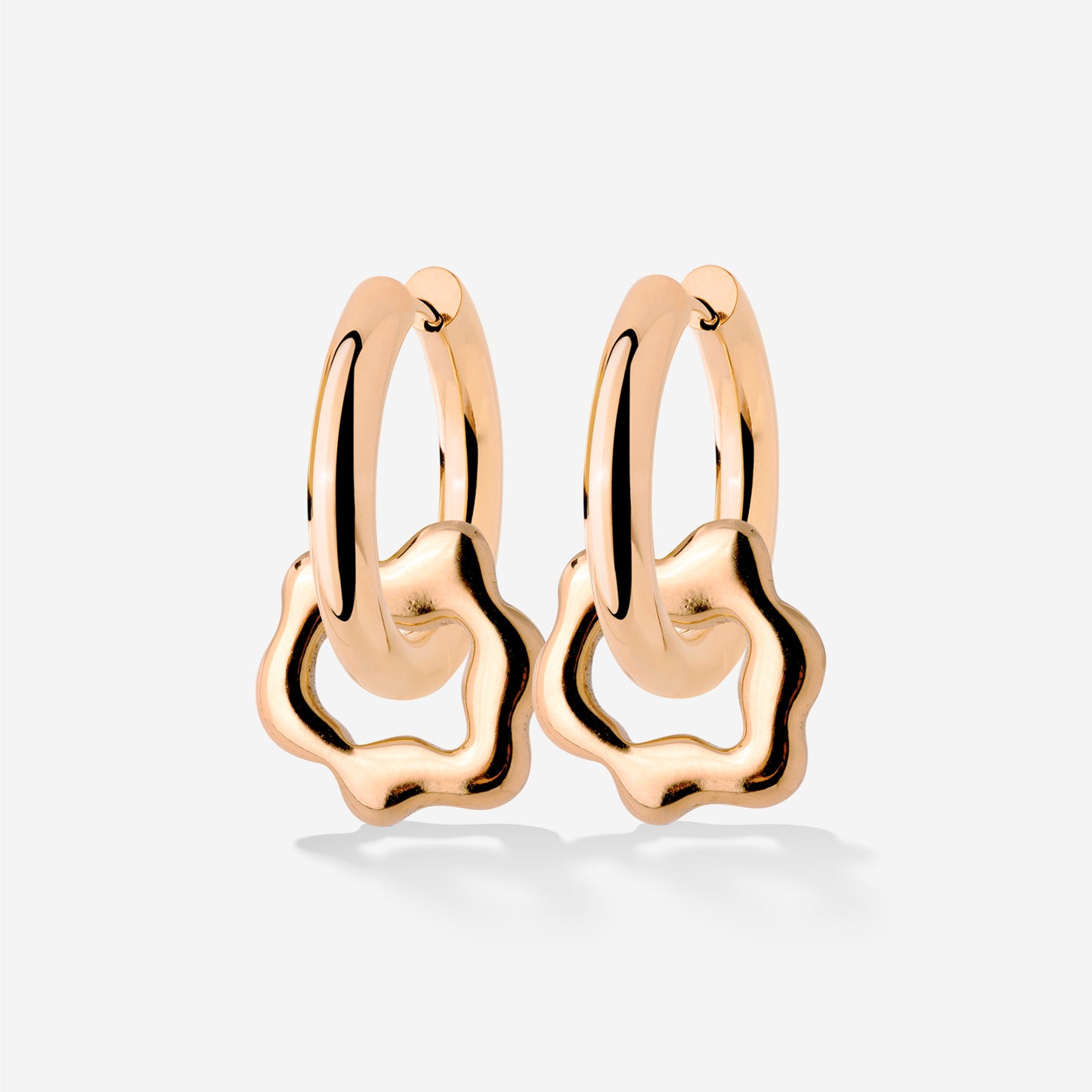 Chunky Melting Donut Hoop Set Medium Rose Gold