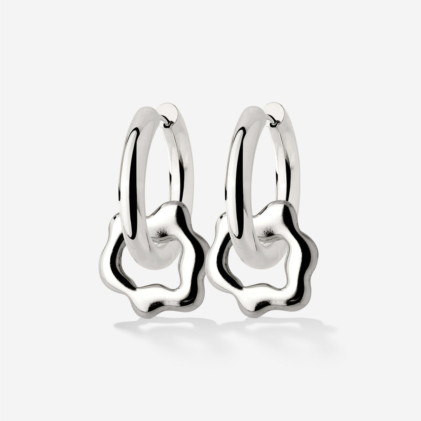 Chunky Melting Donut Hoop Set Medium Silver