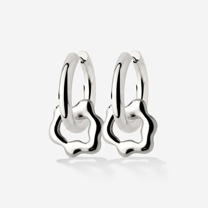 Chunky Melting Donut Hoop Set Medium Silver