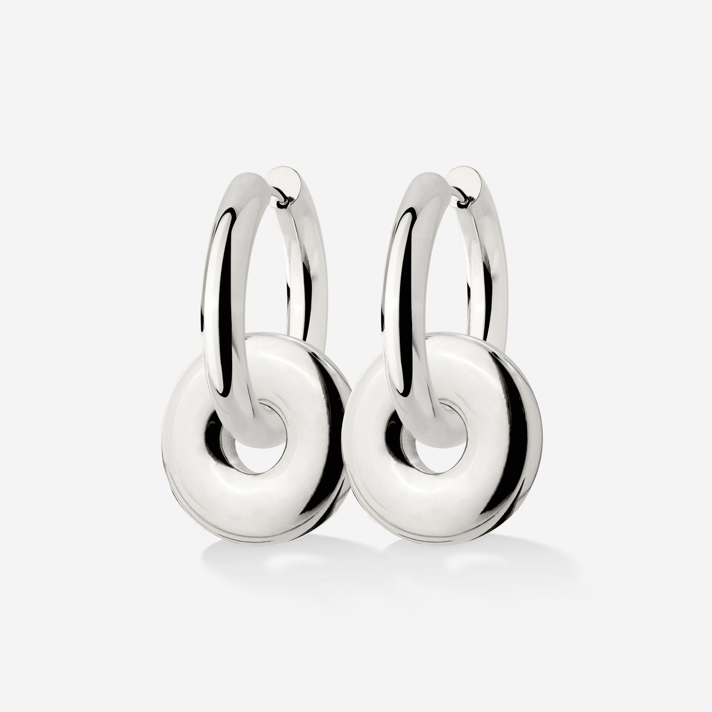 Chunky Sleek Donut Hoop Set Medium Silver