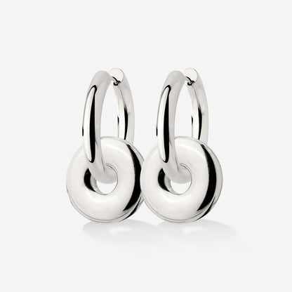 Chunky Sleek Donut Hoop Set Medium Silver